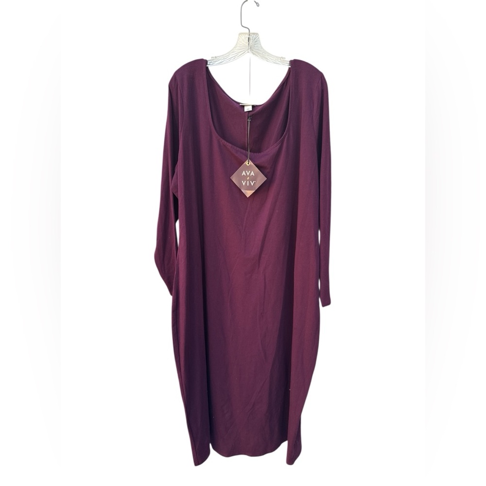 MAKE OFFEE 💥HP 💥 Ava & Viv Rich Plum Long Sleeve Bodycon Cotton Dress valentine